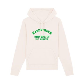 Hooded Sweater Wageningen University Print Offwhite