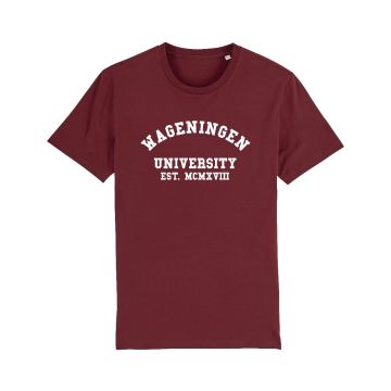 T-shirt Biologisch Katoen Wageningen University Unisex Burgundy